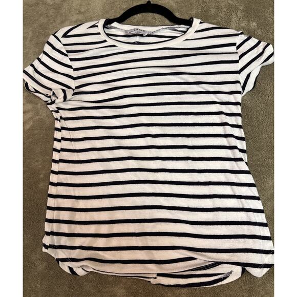 FRAME Navy Blanc Nautical Stripe Tee T-Shirt Womens S Casual Chic - Picture 1 of 8